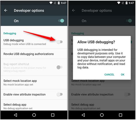 Включение режима Debugging на Android-устройстве