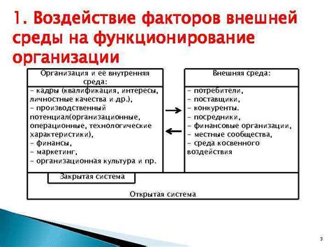 Воздействие окружающих факторов на функционирование организации