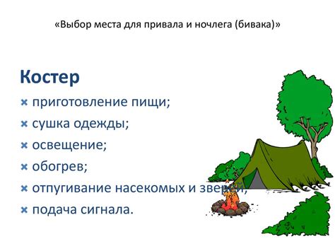 Выбор местоположения для ночлега в походе