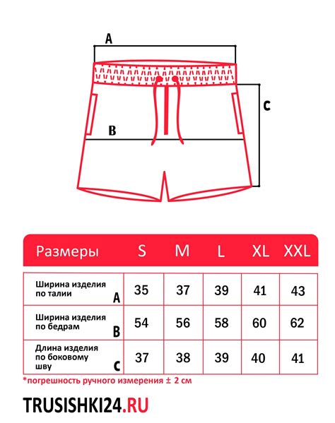 Заботьтесь о соответствии размеров шорт вашим параметрам талии