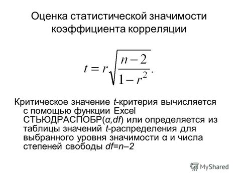 Определение статистической значимости корреляции