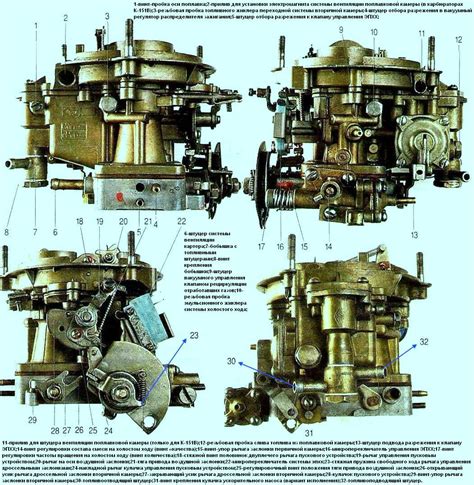 Основные элементы карбюратора и их функции