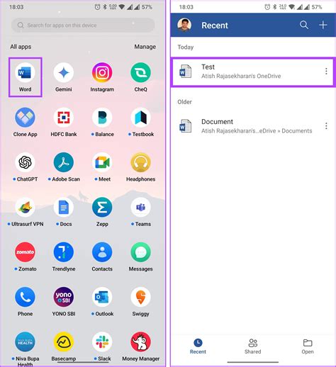 Откройте приложение Word на вашем мобильном устройстве