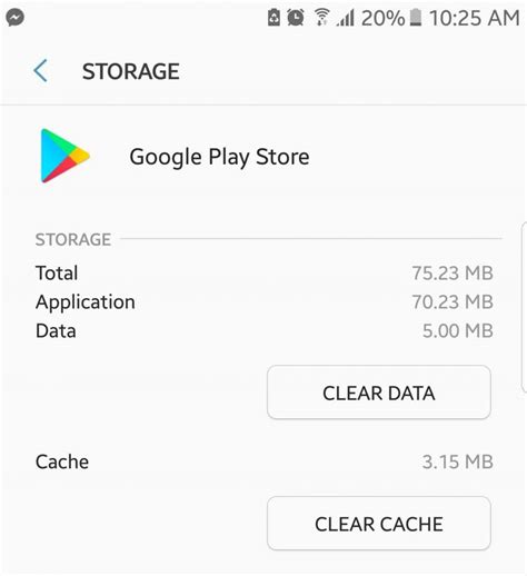 Очистите кеш Google Play