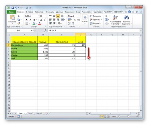 Применение операции деления в программе Microsoft Excel