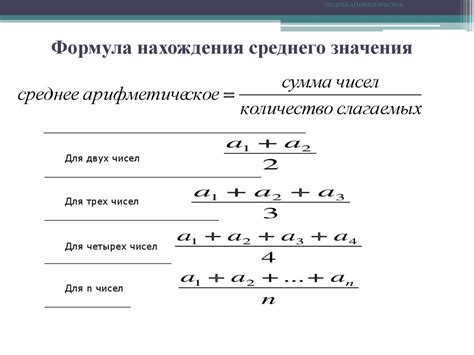 Примеры расчета среднего арифметического пары чисел