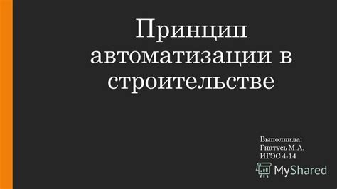 Принцип автоматизации