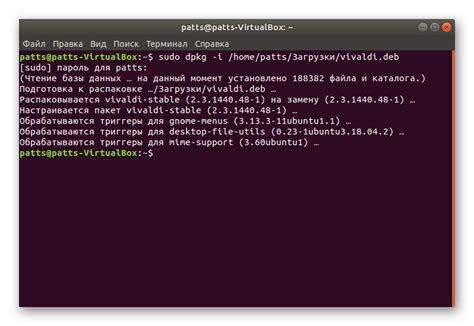 Проверка успешной установки пакета на примере Ubuntu