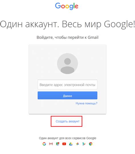 Процедура создания аккаунта Gmail