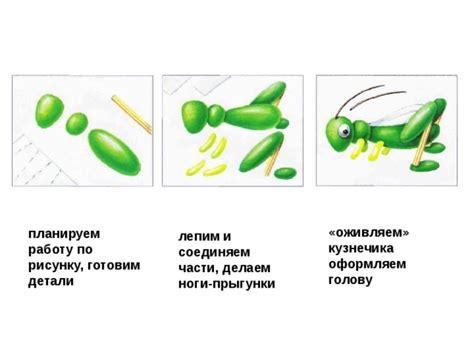 Процесс создания основной части вязанного имитационного кузнечика