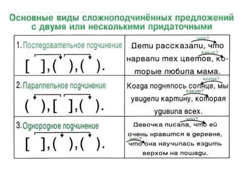 Разновидности предложений с несколькими