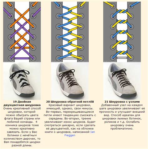 Разнообразие методик завязывания шнурка: необычные способы для эффектного стиля