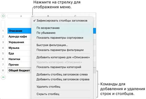 Расширение функциональности таблицы за счет добавления столбцов и строк