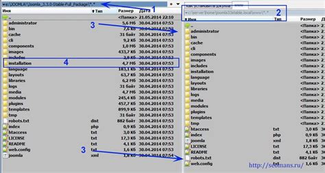 Скачивание и распаковка архива установки платформы Joomla