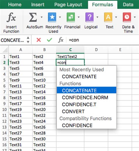 Соединение имени и фамилии в Excel: использование функции CONCATENATE