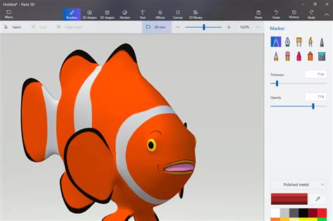 Сохранение и экспорт завершенного произведения в Paint 3D