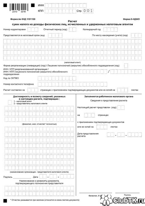 Условия использования бланка 6-НДФЛ