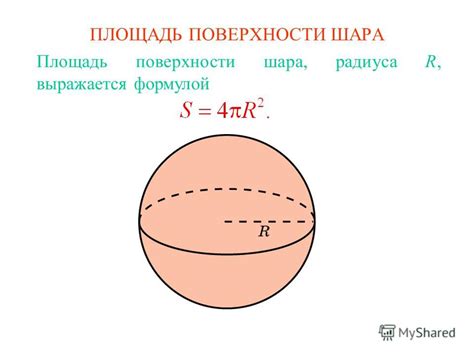 Формула для вычисления площади поверхности шара в зависимости от его радиуса