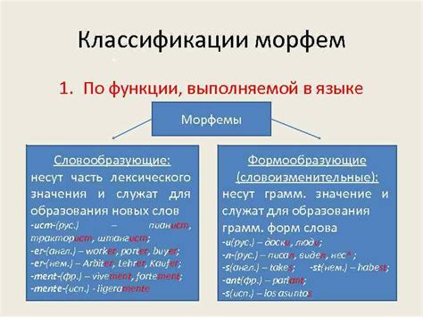 Функции морфем в словообразовании и словоизменении